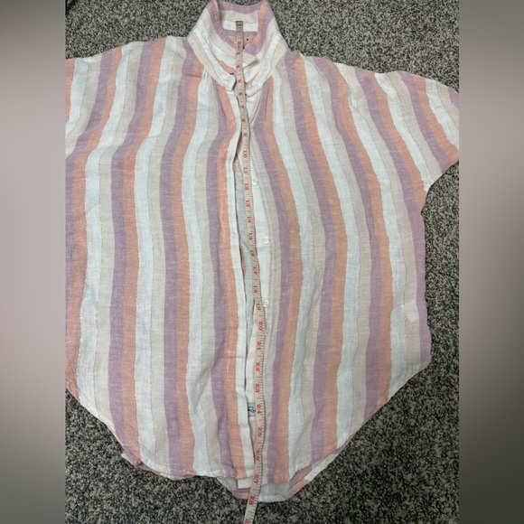 Rails Womens Linen Top Dusk Stripe Alyssa Button Down Pastel Top Metallic Size M - Picture 10 of 10